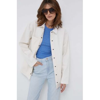 Pepe Jeans camasa din bumbac River Stripe femei, culoarea alb, cu guler clasic, relaxed ieftina