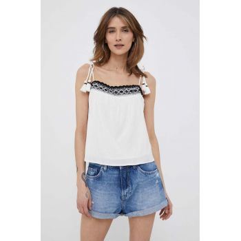 Pepe Jeans top din bumbac Beni culoarea alb ieftin