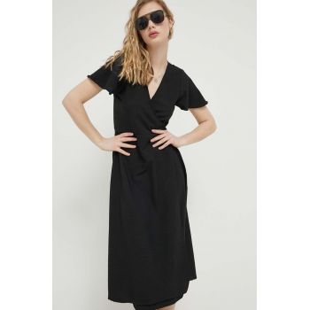 Protest rochie culoarea negru, midi, evazati