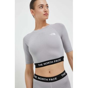 The North Face tricou de antrenament culoarea gri de firma original