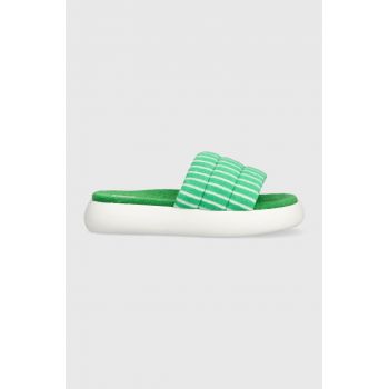 Toms papuci Alpargata Mallow Slide femei, culoarea verde, cu platforma, 10019721 ieftini