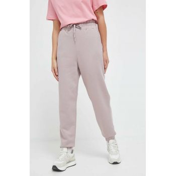 4F pantaloni de trening culoarea bej, neted