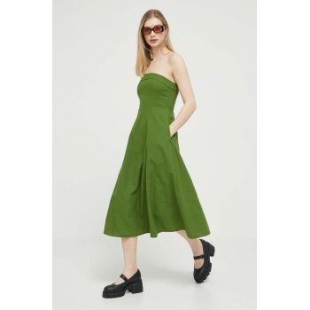 Abercrombie & Fitch rochie din in culoarea verde, midi, evazati