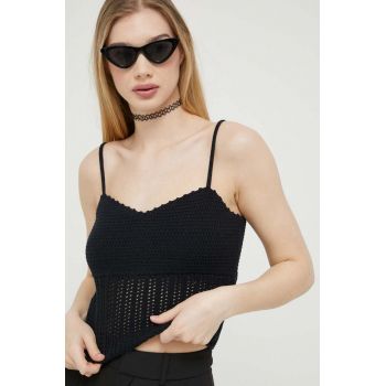 Abercrombie & Fitch top din bumbac culoarea negru