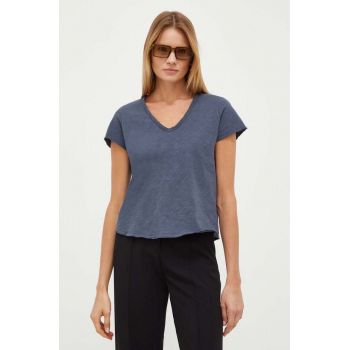 American Vintage tricou din bumbac culoarea albastru marin