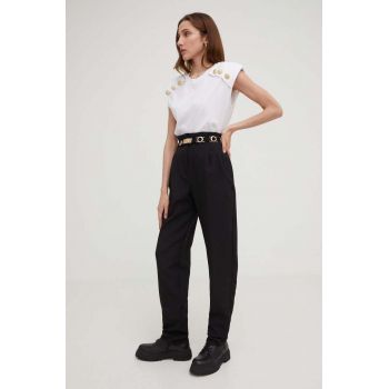 Answear Lab pantaloni femei, culoarea negru, drept, high waist