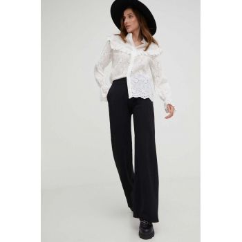 Answear Lab pantaloni femei, culoarea negru, evazati, high waist
