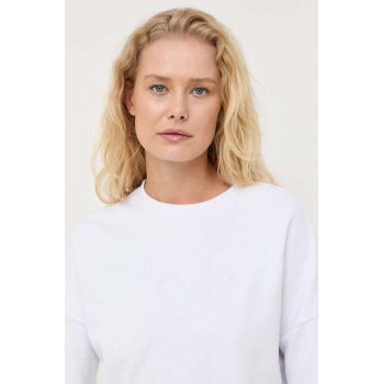 Armani Exchange bluza femei, culoarea alb, neted