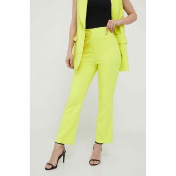 Artigli pantaloni femei, culoarea verde, drept, high waist