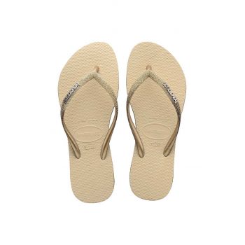 Havaianas slapi SLIM SPARKLE II femei, culoarea bej, cu toc plat, 4146093.0154 ieftini