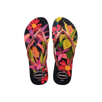 Havaianas slapi SLIM TROPICAL femei, cu toc plat, 4122111.1256