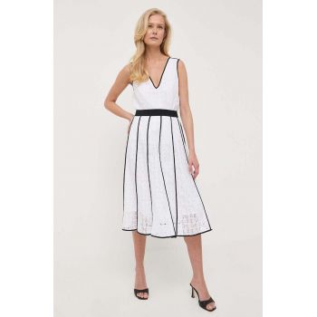Karl Lagerfeld fusta culoarea alb, midi, evazati
