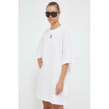 Puma rochie din bumbac culoarea alb, mini, oversize de firma originala