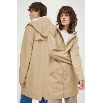 Rains geacă de ploaie 12020 Long Jacket culoarea bej, de tranziție 12020.24-24Sand ieftina