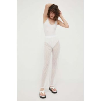 Résumé pantaloni Rayanna femei, culoarea alb, drept, high waist