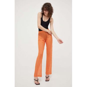 Résumé pantaloni Rayanna femei, culoarea portocaliu, drept, high waist