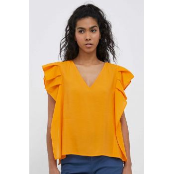 Sisley bluza femei, culoarea portocaliu, neted de firma originala