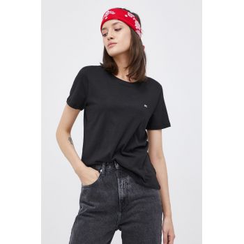 Tommy Jeans Tricou din bumbac culoarea alb