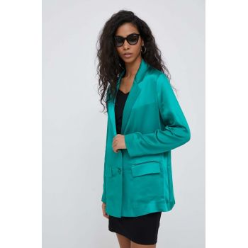 United Colors of Benetton sacou culoarea verde, un singur rand de nasturi, neted ieftin