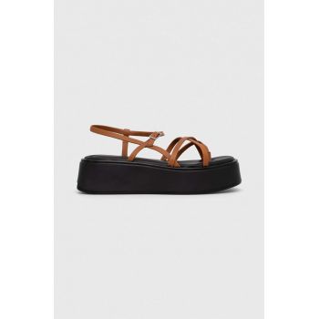 Vagabond Shoemakers sandale de piele COURTNEY femei, culoarea maro, cu platforma, 5334.701.27