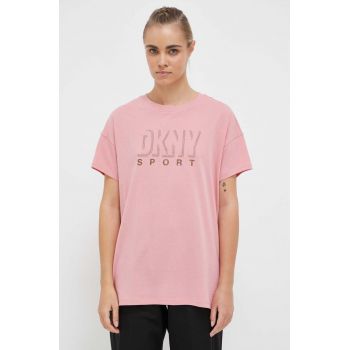 Dkny tricou din bumbac culoarea roz ieftin