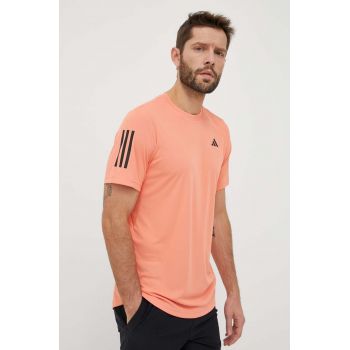 adidas Performance tricou de antrenament Club 3-Stripes culoarea portocaliu, cu imprimeu de firma original