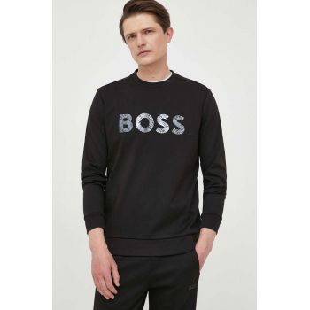 BOSS bluza BOSS GREEN barbati, culoarea negru, cu imprimeu