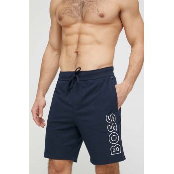 BOSS pantaloni scurti barbati, culoarea albastru marin, melanj