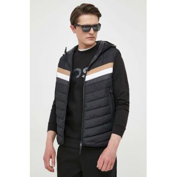 BOSS vesta barbati, culoarea negru, de tranzitie