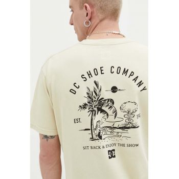 DC tricou din bumbac culoarea bej, cu imprimeu