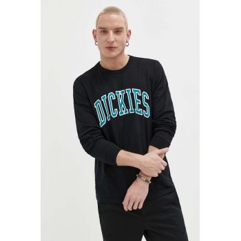 Dickies longsleeve din bumbac culoarea negru, cu imprimeu