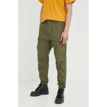 G-Star Raw pantaloni de bumbac culoarea verde, drept de firma originali