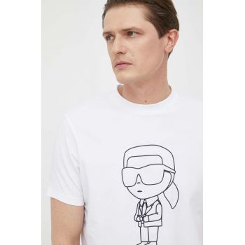 Karl Lagerfeld tricou barbati, culoarea alb, cu imprimeu