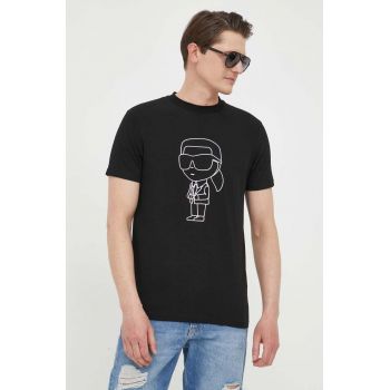 Karl Lagerfeld tricou barbati, culoarea negru, cu imprimeu