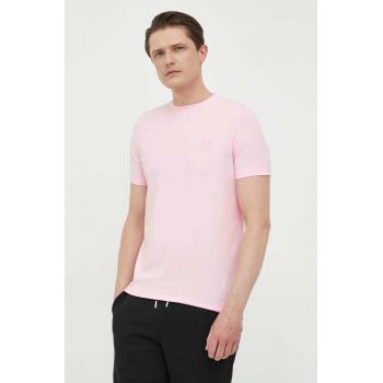 Karl Lagerfeld tricou barbati, culoarea roz, neted