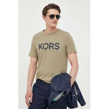 Michael Kors tricou din bumbac culoarea verde, cu imprimeu