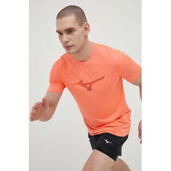 Mizuno tricou de alergare Core RB culoarea portocaliu, cu imprimeu