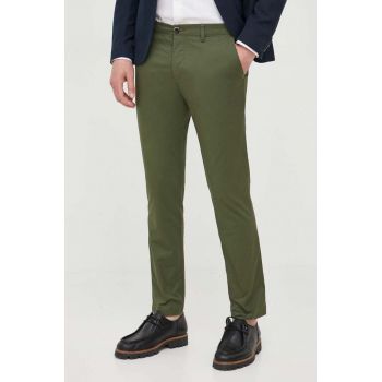 Sisley pantaloni barbati, culoarea verde, drept de firma originali