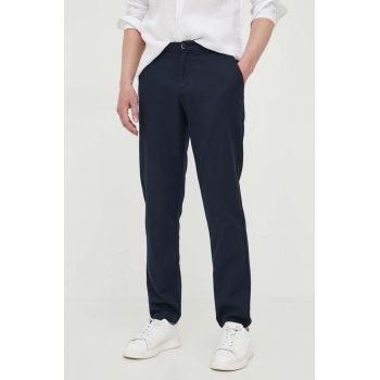 Sisley pantaloni de bumbac culoarea albastru marin, mulata de firma originali