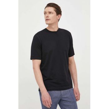 Sisley tricou din bumbac culoarea negru, neted