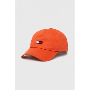 Tommy Jeans șapcă de baseball din bumbac culoarea portocaliu, neted de firma originala