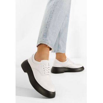 Pantofi casual dama piele albi Aruna