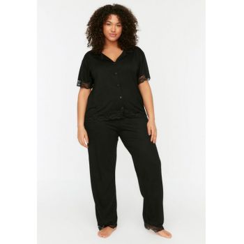 Pijama dama plus size Alayna neagra de firma originale