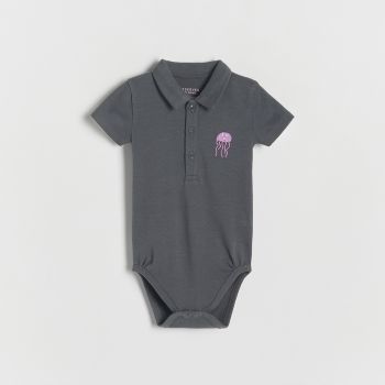 Reserved - Body din bumbac cu broderie - Gri