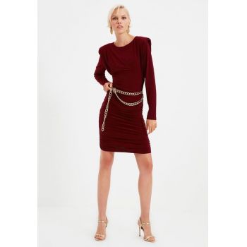 Rochie midi grena Renata la reducere