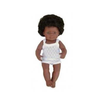 Miniland - Baby afroamerican (fata) 38 cm de firma originala