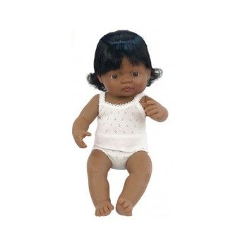 Miniland - Baby hispanic (fata) Papusa 38 cm