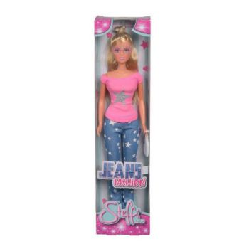 Papusa Steffi Jeans Fashion Cu Bluza Roz