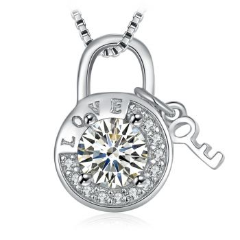 Colier de argint Crystal Padlock