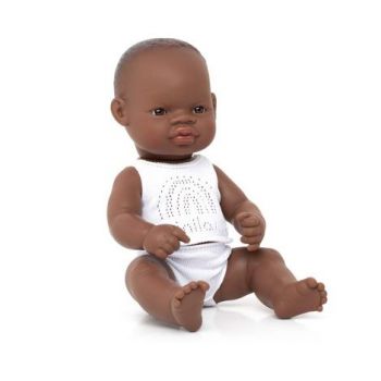 Papusa bebelus educativa 32 cm - Baiat african la reducere
